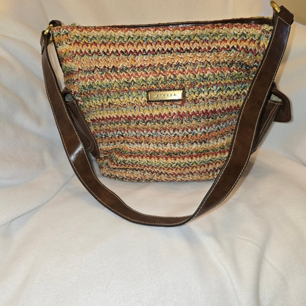 Strada Crochet Shoulder Bag Purse Southwestern Colored Stripes